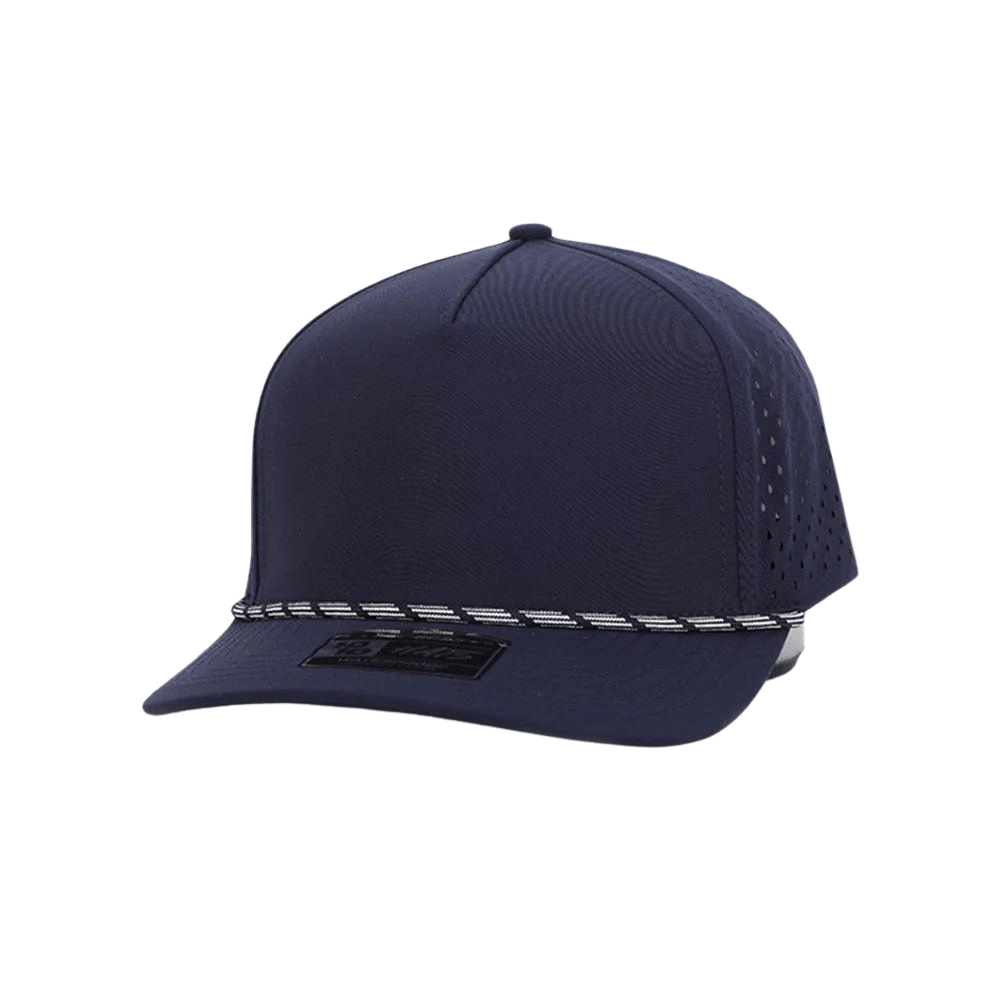 1010 5 Panel Hat With Rope Navy with White rope