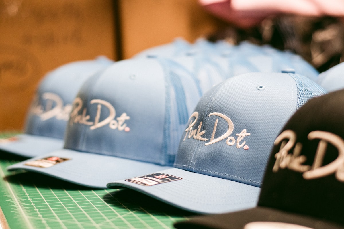 Custom 3D puff embroidery hat with a raised logo worn outdoors