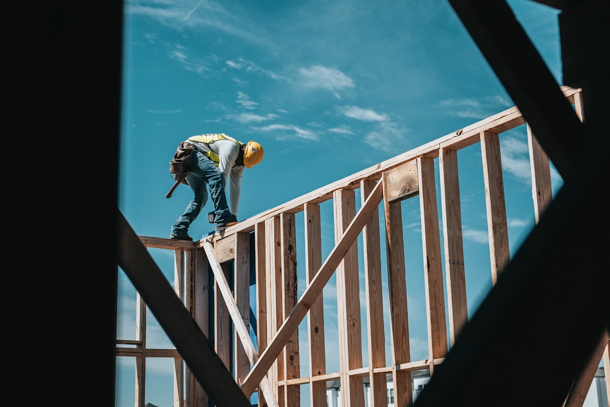 Construction crew working a job site in branded gear